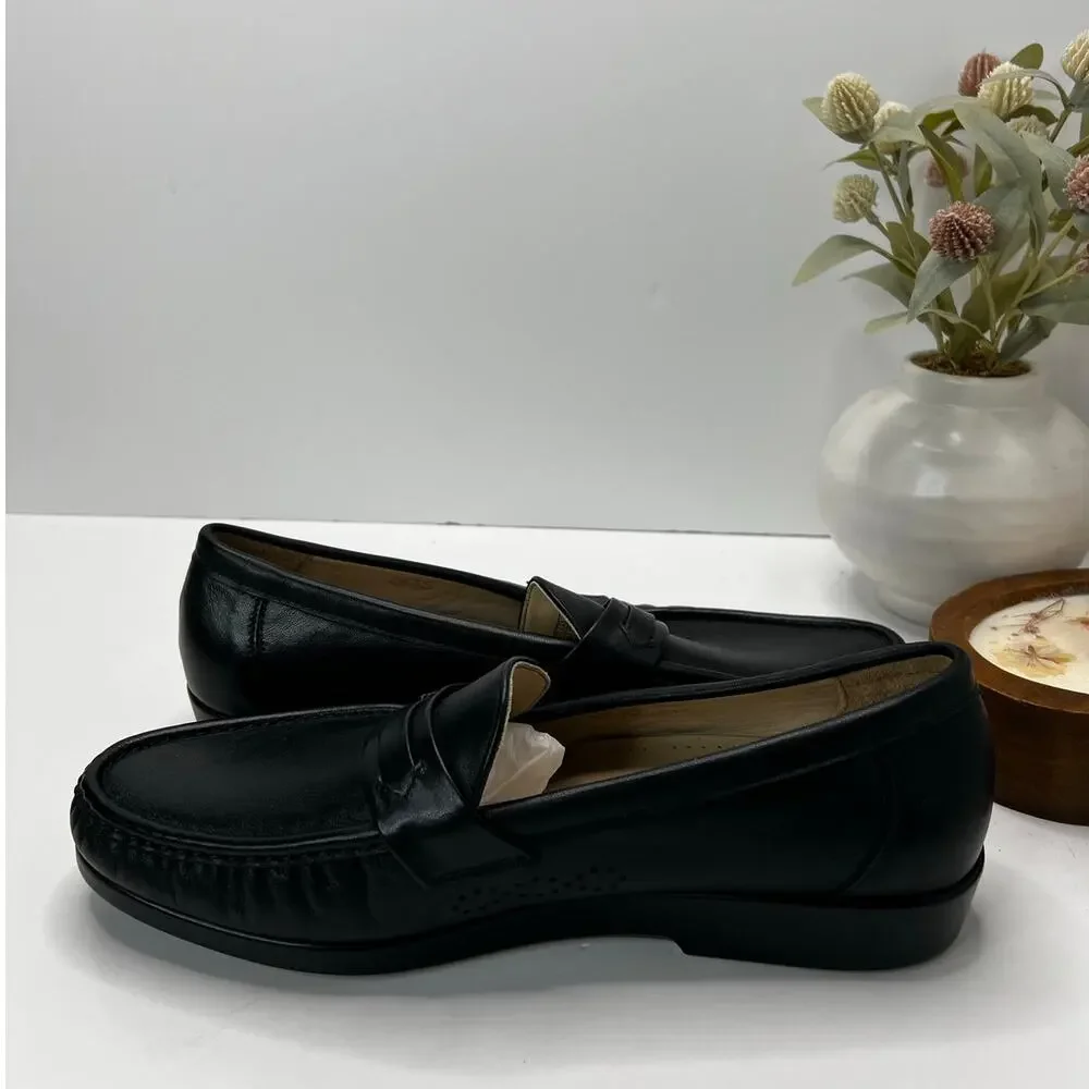 SAS Ace Leather Slip On Comfort Moc Toe Loafer Black Men's 11 Wide Tried On